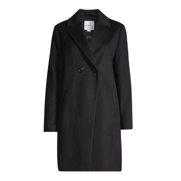Sam Edelman Womens Black Wool Blend Double Breasted Cutaway Coat Size Small NEW - Picture 1 of 10